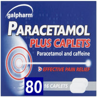 Galpharm Paracetamol Plus Caplets with Caffeine - 5 Packs | 80 Caplets