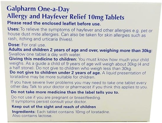 Galpharm Hayfever & Allergy Relief Loratadine 10mg Tablets – 6 Packs | 180 Tablets