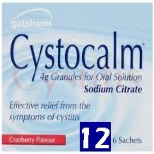 Galpharm Cystocalm Cystitis Relief 4g (Cranberry Granules) Sachets - 2 Packs | 12 Sachets