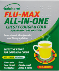 Galpharm Flu Max All In One Chesty Cough & Cold Powder 10 Sachets - 2 Packs | 20 Sachets