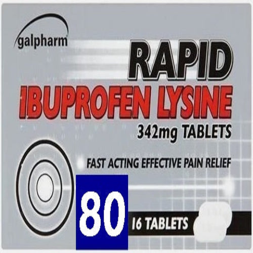 Galpharm Ibuprofen Rapid Lysine 342mg Tablets - 5 Packs | 80 Tablets