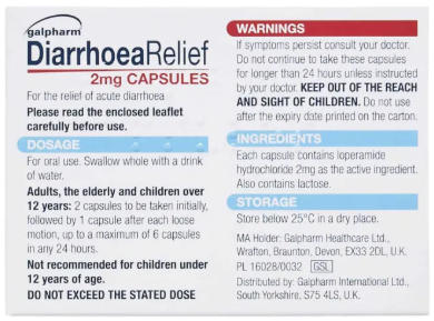 Galpharm Diarrhoea Relief Loperamide 2mg Capsules – 10 Packs | 60 Capsules
