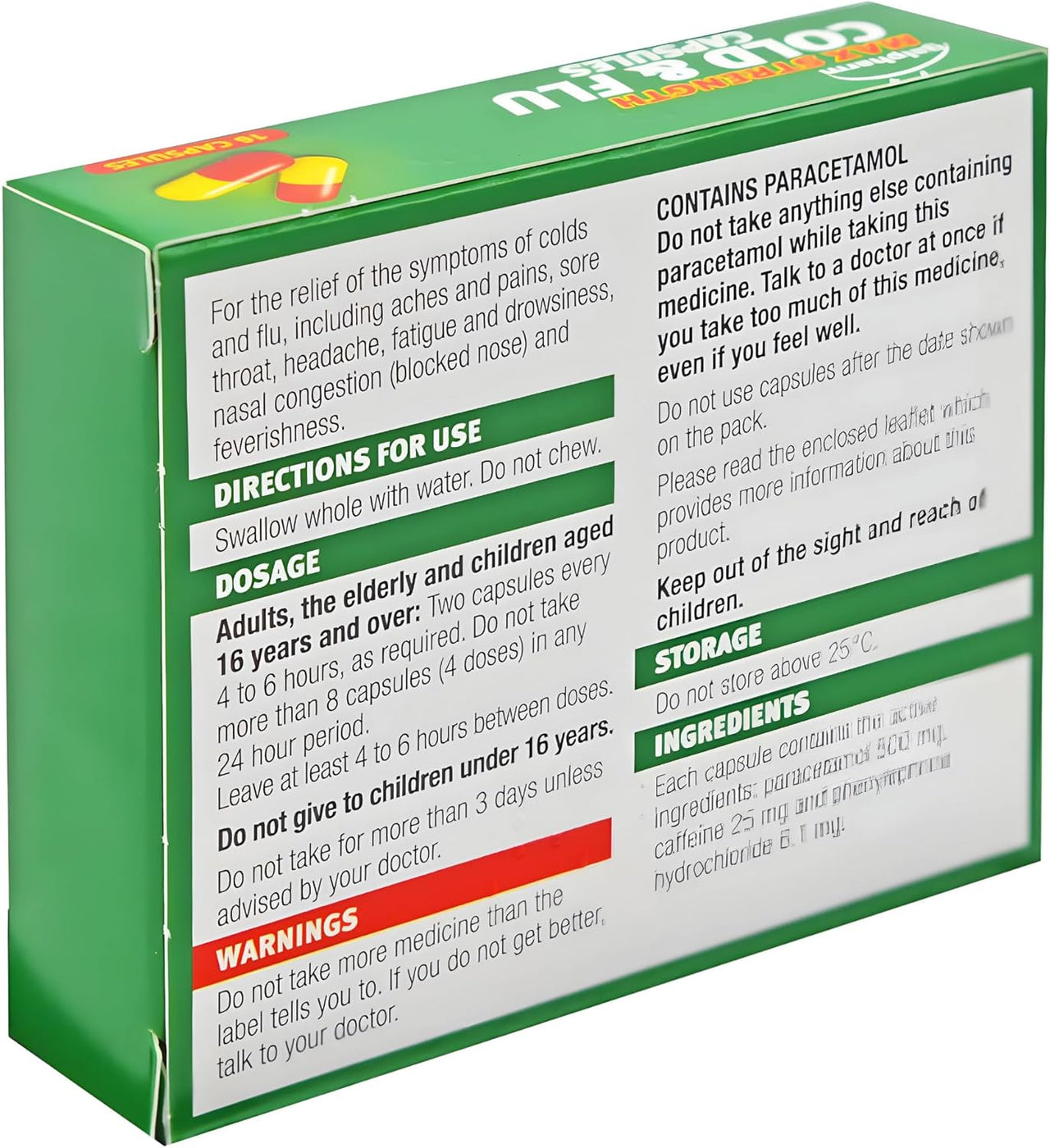 Galpharm Max Strength Cold & Flu Relief Capsules - 5 Packs | 80 Capsules